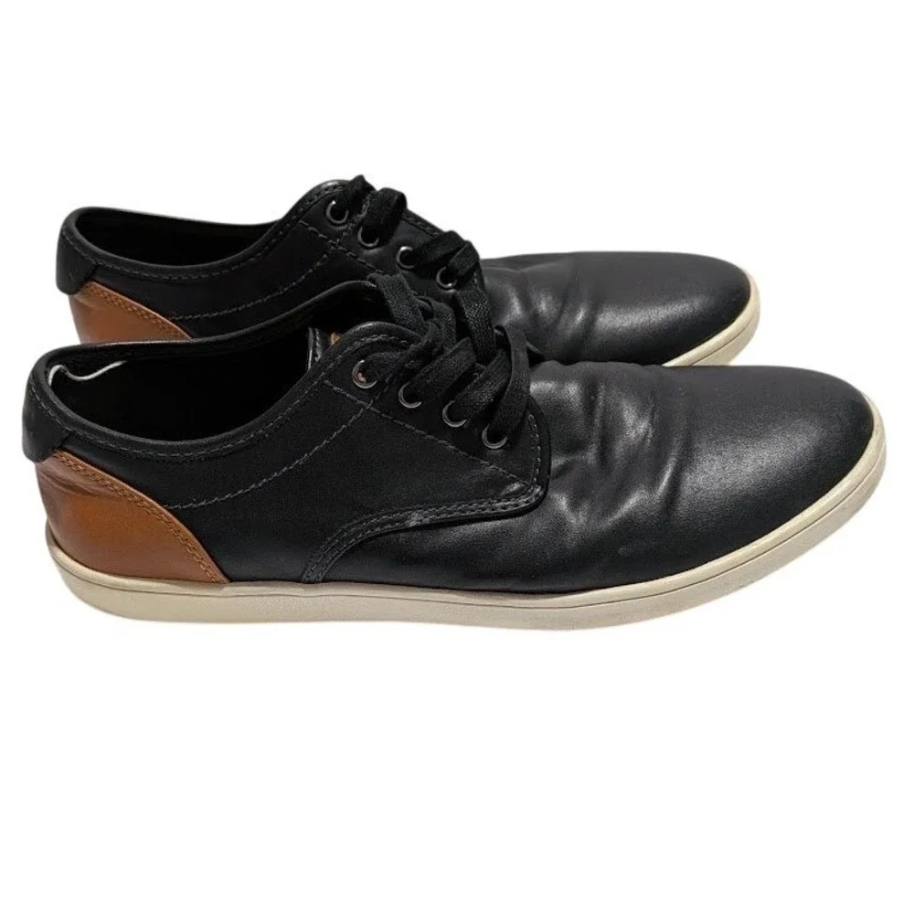 Steve Madden Men Black Tan Casual Sneakers‎ Low Top Lace Up Shoes 10M Office